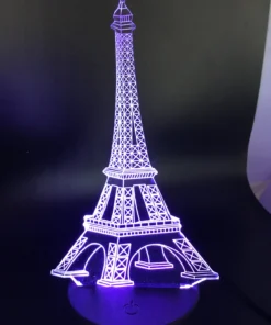 Eiffel Tower 3D LED Lamp glowing in Clear – elegant and minimal French decor light