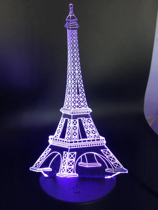 Eiffel Tower 3D LED Lamp glowing in Clear – elegant and minimal French decor light