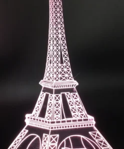 Eiffel Tower 3D LED Lamp glowing in White – elegant and minimal French decor light