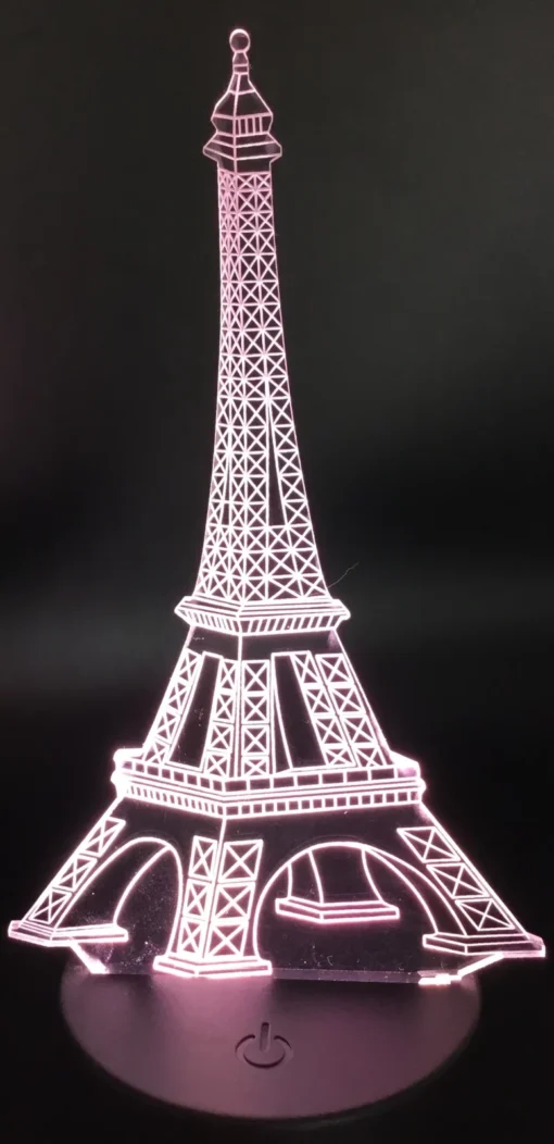 Eiffel Tower 3D LED Lamp glowing in White – elegant and minimal French decor light