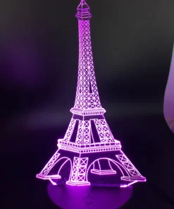 Eiffel Tower 3D LED Lamp glowing in Pink – romantic Paris-themed night light