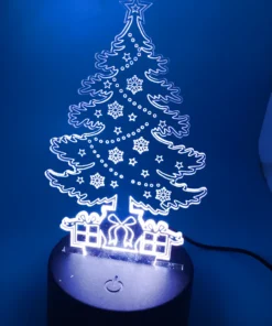 Christmas Tree 3D LED Lamp – Vibrant Holiday Light, glowing in white
