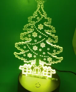 Christmas Tree 3D LED Lamp – Vibrant Holiday Light, glowing in yellow