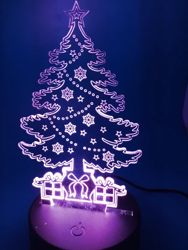 Christmas Tree 3D LED Lamp – Vibrant Holiday Light, glowing in clear