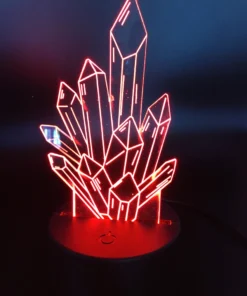 Crystal Tavern 3D LED Lamp glowing in bright Red – cozy and bold medieval-themed night light