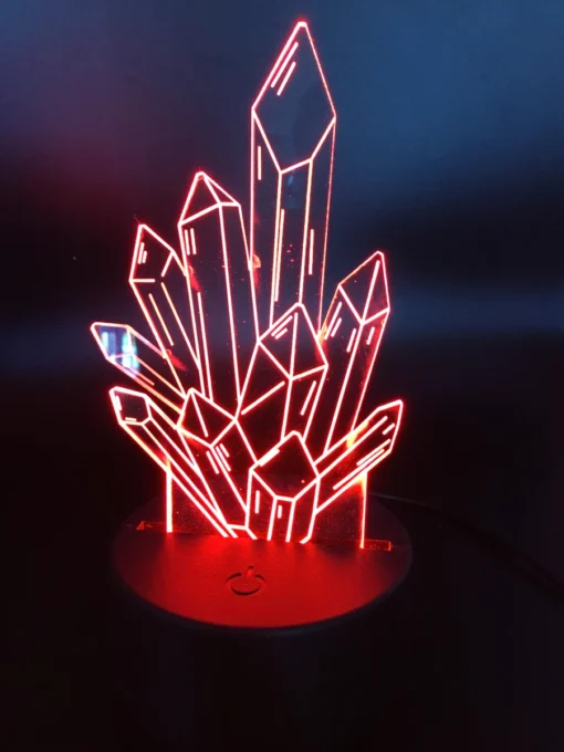 Crystal Tavern 3D LED Lamp glowing in bright Red – cozy and bold medieval-themed night light