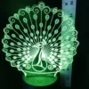 Peacock 3D LED Lamp glowing in Yellow – bright and cheerful decorative accent light
