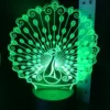 Peacock 3D LED Lamp glowing in Green – refreshing and lively bird-themed night light