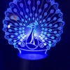 Peacock 3D LED Lamp glowing in Blue – calming and elegant home decor light