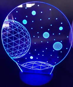 Planettron 3D LED Lamp glowing in Blue – calming and futuristic galaxy-themed light