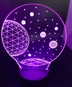Planettron 3D LED Lamp glowing in Pink – dreamy and vibrant space decor lamp