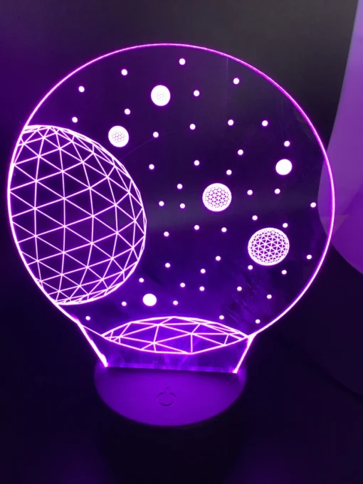 Planettron 3D LED Lamp glowing in Pink – dreamy and vibrant space decor lamp