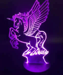 Unicorn 3D LED Lamp glowing in Pink – whimsical and dreamy room decor