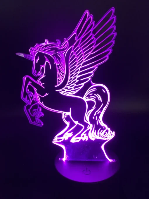 Unicorn 3D LED Lamp glowing in Pink – whimsical and dreamy room decor