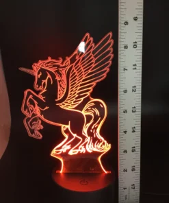 Unicorn 3D LED Lamp glowing in Red – bold and magical fantasy night light