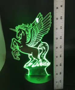 Unicorn 3D LED Lamp glowing in Green – fresh and vibrant enchanted night ligh