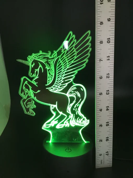 Unicorn 3D LED Lamp glowing in Green – fresh and vibrant enchanted night ligh