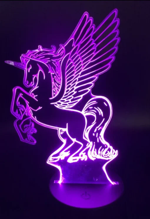 Unicorn 3D LED Lamp glowing in bright Pink – whimsical and dreamy room decor