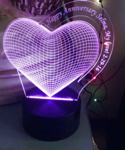 Custom 3D LED Heart Lamp illuminated – Heartfelt Wedding Gift Acrylic Lamp