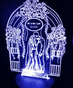 Wedding Love Couple 3D LED Lamp – Fresh Wedding Glow, glowing in white