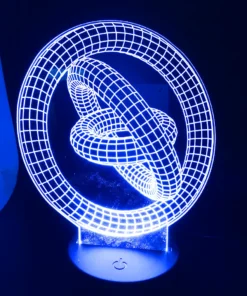 Wormhole 3D LED Lamp – Laser-Etched Acrylic Panel Detail, clear view