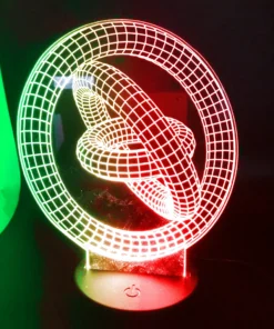 Wormhole 3D LED Lamp – Laser-Etched Acrylic Panel Detail, multi color view