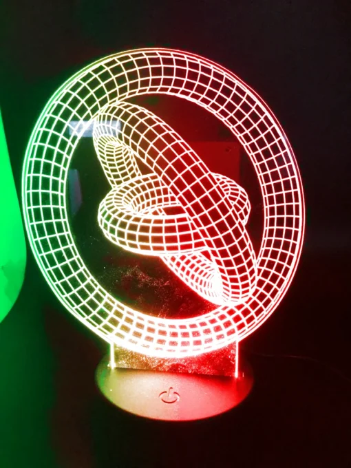 Wormhole 3D LED Lamp – Laser-Etched Acrylic Panel Detail, multi color view