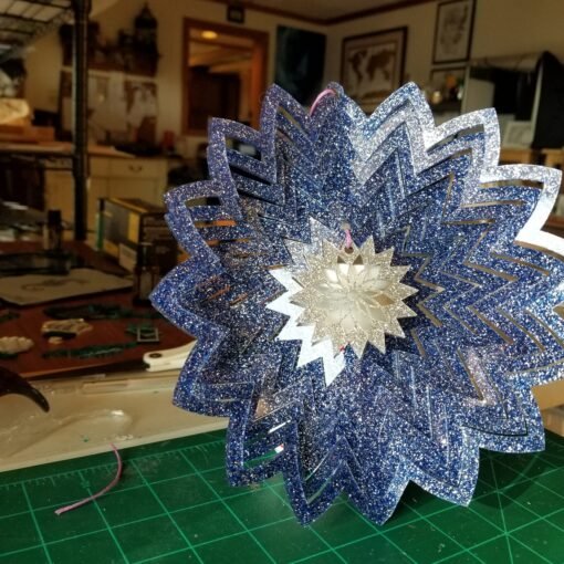 Window Wind Spinner: Blue and Silver