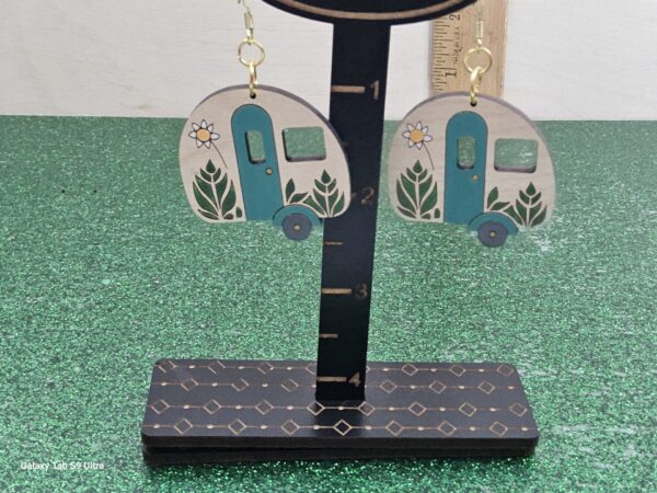 Hand-Painted Happy Camper MDF Dangle Earrings -DIY Kit