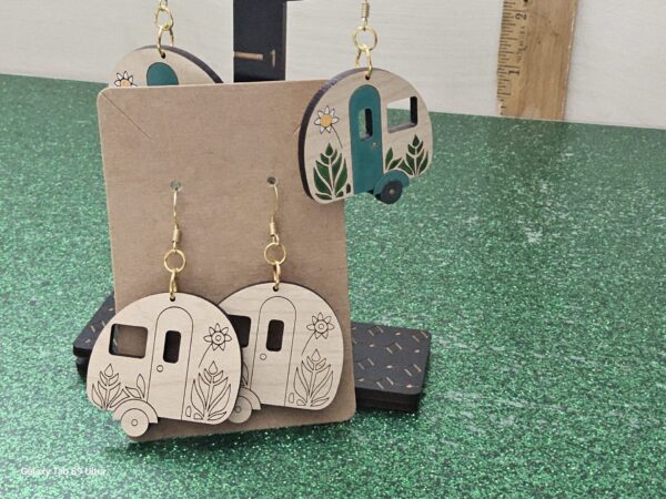 Hand-Painted Happy Camper MDF Dangle Earrings -DIY Kit