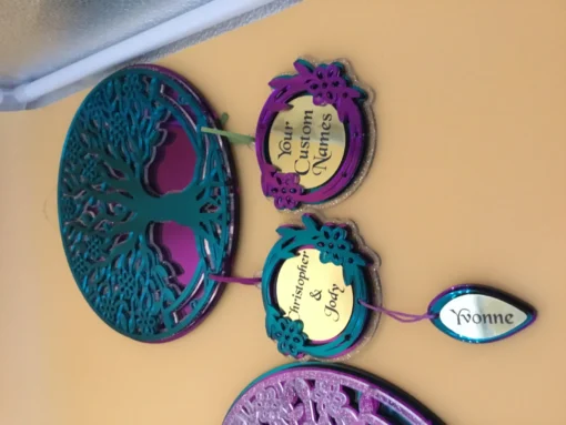 Dreamweaver Reflections: Custom Engraved Family Ties Mirrored Acrylic Family Tree Dreamcatcher - Image 11