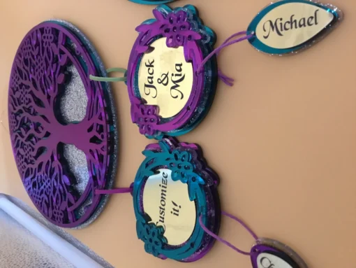 Dreamweaver Reflections: Custom Engraved Family Ties Mirrored Acrylic Family Tree Dreamcatcher - Image 8
