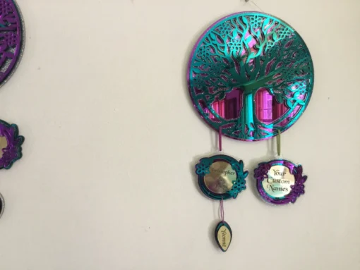 Dreamweaver Reflections: Custom Engraved Family Ties Mirrored Acrylic Family Tree Dreamcatcher - Image 6