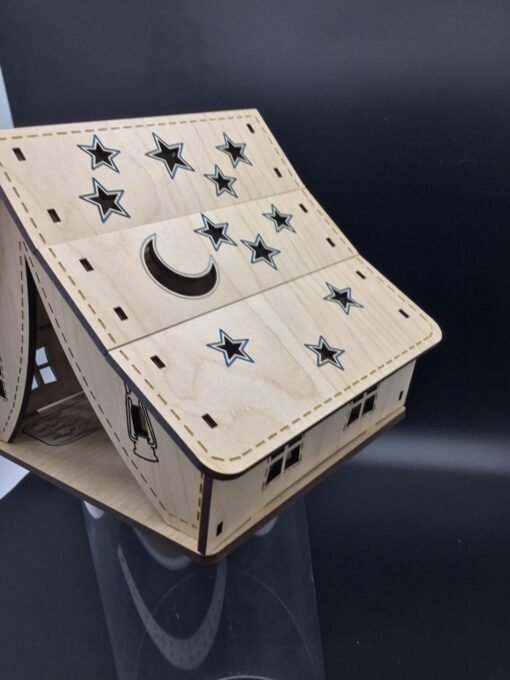 Timber Glow: Wooden Tea Light Tent Oasis - Image 7