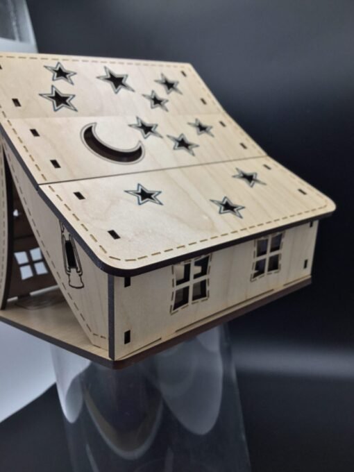 Timber Glow: Wooden Tea Light Tent Oasis - Image 6