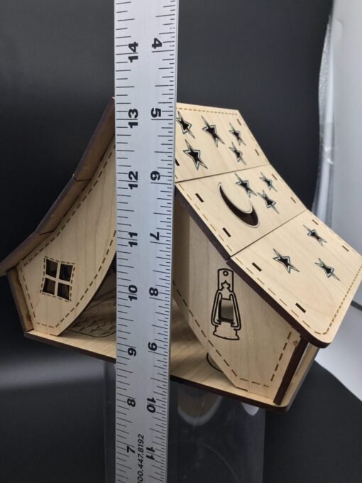 Timber Glow: Wooden Tea Light Tent Oasis - Image 3