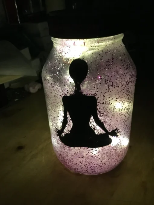 Crown Chakra Light Jar – Illuminated View at night