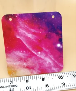 Back view of galaxy-themed meditation decor
