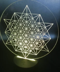 Star Tetrahedron Grid 3D LED Lamp glowing in White – pure light body geometric lamp