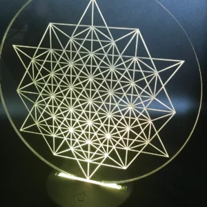 Star Tetrahedron Grid 3D LED Lamp glowing in White – pure light body geometric lamp