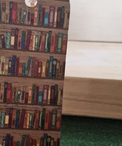 Vintage-style bookshelf design bookmark with black tassel