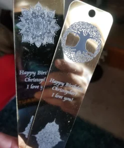 engraved bookmarks with mandala and tree of life design